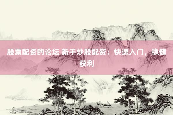 股票配资的论坛 新手炒股配资：快速入门，稳健获利